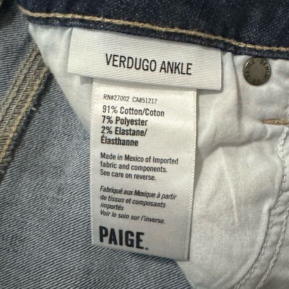 Paige Verdugo Ankle Jeans Ripped Knee Dark Wash Women's Size 29 - Picture 4 of 6
